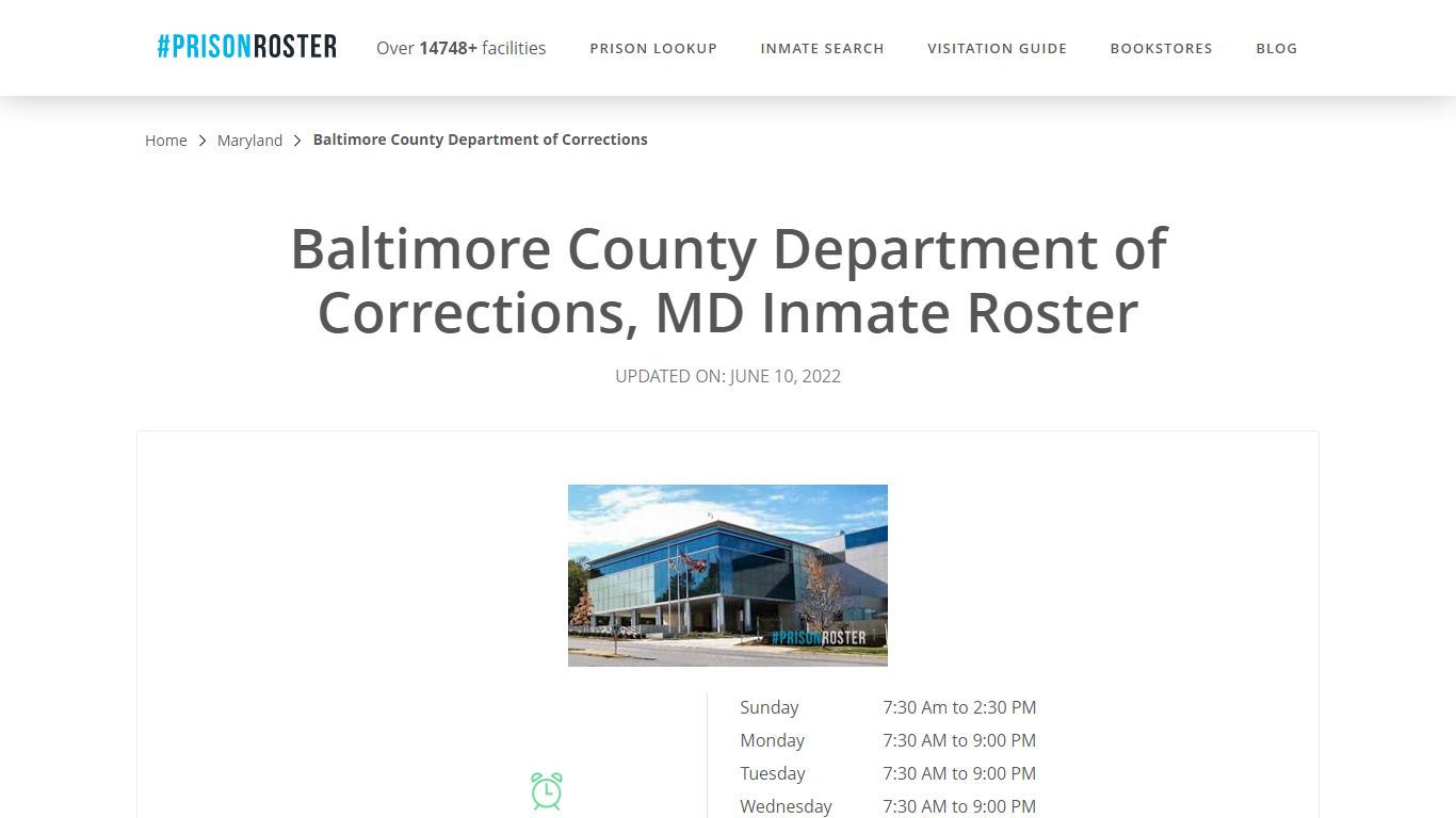 Baltimore County Department of Corrections, MD Inmate Roster